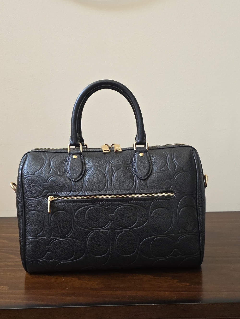 COACH Black Signature Leather Satchel - Coach New York